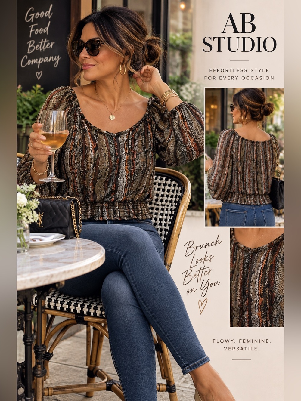 1103 AB Studio Cut Out Flowy Top Size Large